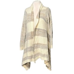 Kloth &‎  Clover High Low Open Front Knit Cardigan Tan & Cream Size S/M